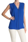 ELIE TAHARI COLETTE LACE TRIM SILK V-NECK BLOUSE,190553646838