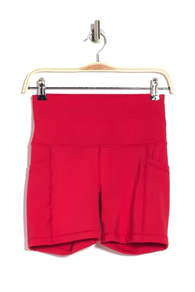 90 Degree By Reflex Interlink High-rise 5 Side Pocket Shorts In Scorpio Red