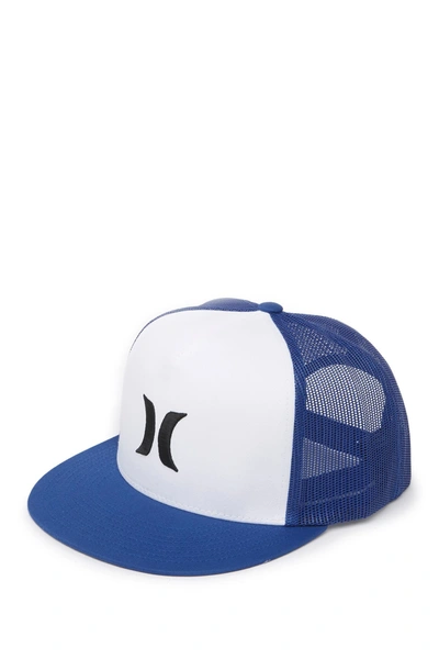 Hurley Icon Solid Flat Trucker Baseball Cap In Game Royal