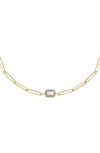 ADINAS JEWELS CUBIC ZIRCONIA HALO BAGUETTE LINK CHOKER NECKLACE,840161713476