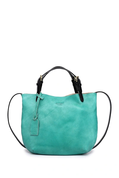 Old Trend Dip Dye Leather Mini Tote Bag In Aqua