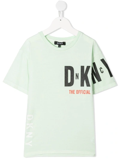 Dkny Kids' Logo-sleeve T-shirt In Green