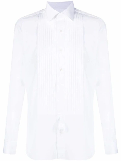 Tom Ford Pleated Bib Cotton Shirt In White