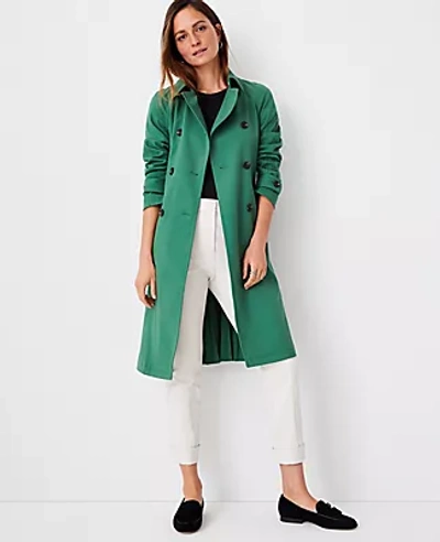 Ann Taylor Back Pleated Trench Coat In Spring Green ModeSens
