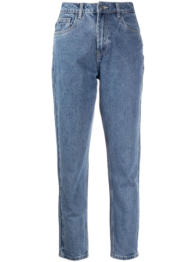 12 Storeez High-rise Straight Leg Jeans In Blue