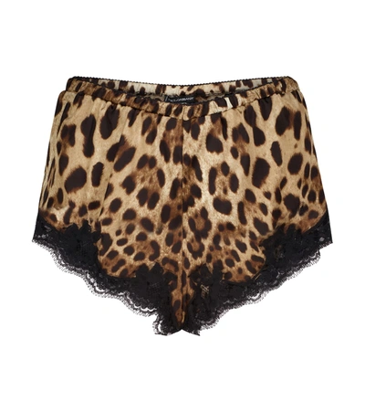 Dolce & Gabbana Leopard Silk-blend Briefs In Beige