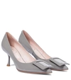 Roger Vivier Viv In The City Leather Buckle Pumps In Grey