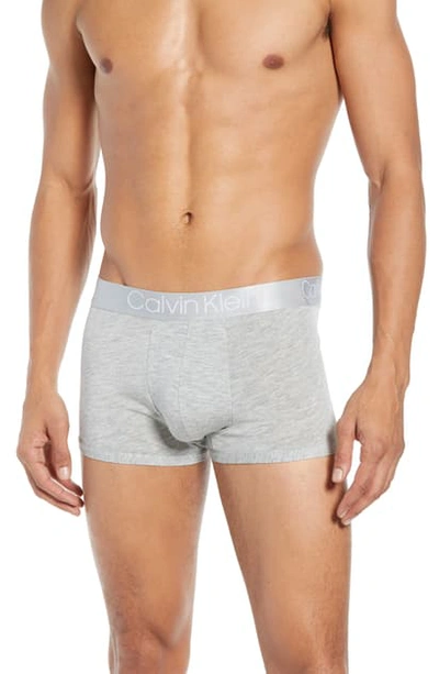 Calvin Klein Ultrasoft Stretch Modal Trunks In Grey Heather/ White