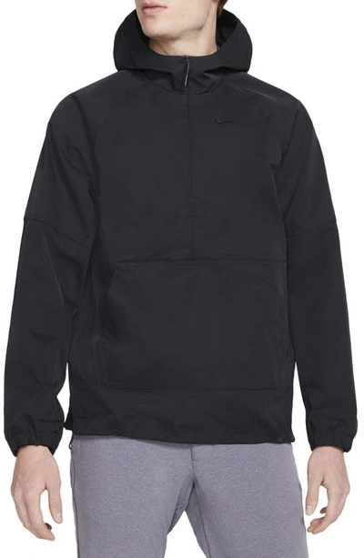 Nike Repel Twill Hooded Half-zip Golf Anorak In Photon Dust,photon Dust,black