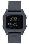 Nixon Staple Digital Rubber Strap Watch In Dark Slate
