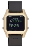 Nixon Staple Digital Rubber Strap Watch In Black / Gold