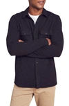 Faherty Sherpa Lined Shirt Jacket In Heathered Black Twill