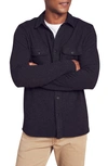 Faherty Sherpa Lined Shirt Jacket In Heathered Black