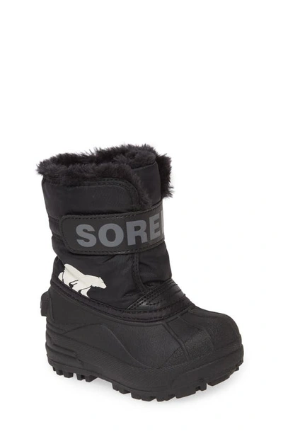 Sorel Kids' Snow Commander Insulated Waterproof Boot In Black