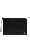 KENZO LEATHER CLUTCH WITH LOGO PATCH