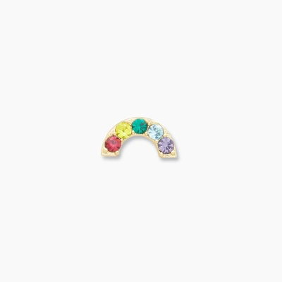 Single Stud Rainbow Charm Stud In Gold Plated Brass, Women's In Gold/rainbow By