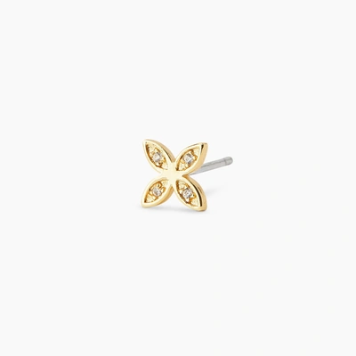Single Stud Flower Charm Stud In Gold Plated Brass, Women's In Gold/flower By