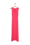 West Kei Solid Racerback Maxi Dress In Coral