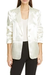 Cinq À Sept Kylie Hammered Satin Jacket In Gardenia White