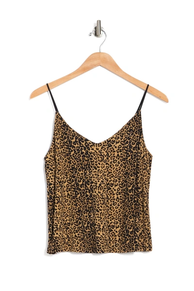 Abound Double V Printed Cami In Tan Leopard
