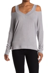 Go Couture V-neck Cold Shoulder Long Sleeve Sweater In Heather Grey