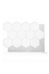 Walplus Classic Hexa Premium White Glossy 3d Sticker Tile 28 X 20cm (11 X 8 In) In Multi