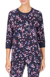 Room Service 3/4 Sleeve Lounge Pullover In Ink Multi Floral