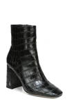 Sam Edelman Codie Square Toe Bootie In Black Crocodile Leather