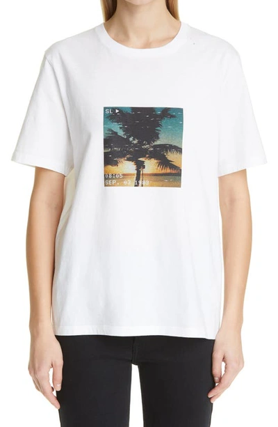 Saint Laurent Vhs Sunset T恤 In White