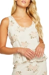 CHASER HERITAGE LACE TRIM WAFFLE KNIT TANK,CW8558-VWLP