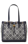 Tory Burch Small T Monogram Jacquard Tote In Tory Navy