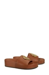Tory Burch Patos Leather Platform Slide Sandals In Burnt Cuoio