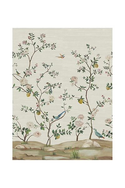 Anthropologie Blossom Chinoisserie Grasscloth Mural In White