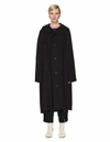 Y's Black Hooded Coat In Black