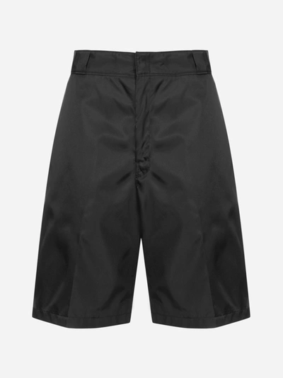 Prada Men's Re-nylon Printed Bermuda Shorts In Black