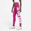 Nike Women's  Sportswear Essential High-waisted Graphic Leggings In Fireberry/white