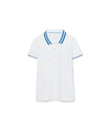 Tory Sport Performance Pique Pleated-collar Polo In Snow White/vintage Blue