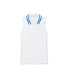 Tory Sport Performance Pique Pleated-collar Sleeveless Polo In Snow White/vintage Blue