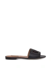 Dolce & Gabbana Black Leather Mules With Dg Logo In Black