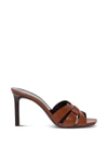 Saint Laurent Tribute Woven Calfskin Stiletto Sandals In Brown