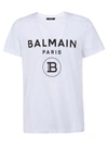 Balmain Logo Printed Cotton Jersey T-shirt In White/black