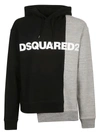 DSQUARED2 ASYMMETRIC LOGO PRINTED HOODED SWEATSHIRT,S74GU0505STJ317 961 BLACK GREY MELANGE