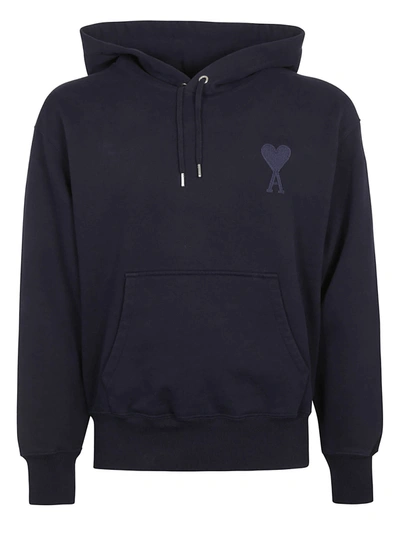 Ami Alexandre Mattiussi Ami De Coeur-patch Cotton Hoodie In Blu