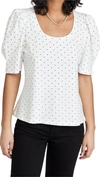 ENGLISH FACTORY DOTTED PUFF SLEEVE KNIT TOP,EFACT30550
