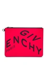 GIVENCHY FRAGMENT CLUTCH IN LEATHER WITH CONTRASTING LOGO PRINT