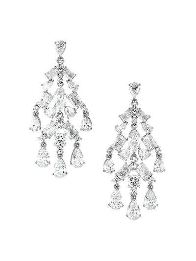 Adriana Orsini Cubic Zirconia Fringe Chandelier Drop Earrings In Rhodium