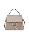 CHLOÉ SMALL FAYE LEATHER & SUEDE TOP HANDLE BAG,400013289458