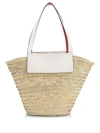 Christian Louboutin Loubi Shore Woven Straw Beach Tote Bag In White