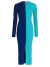 Staud Shoko Sweater Midi Dress In Twilight Light Blue