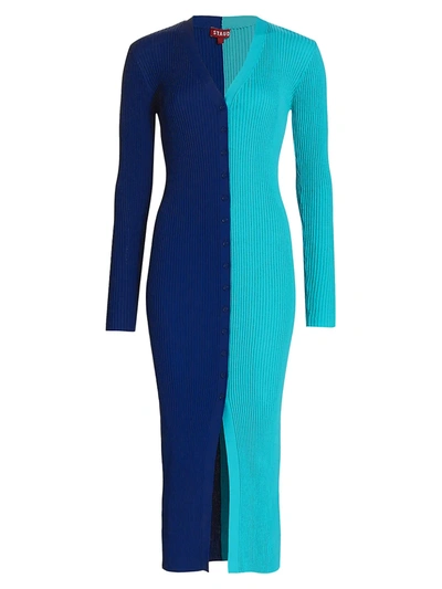 Staud Shoko Sweater Midi Dress In Twilight Light Blue